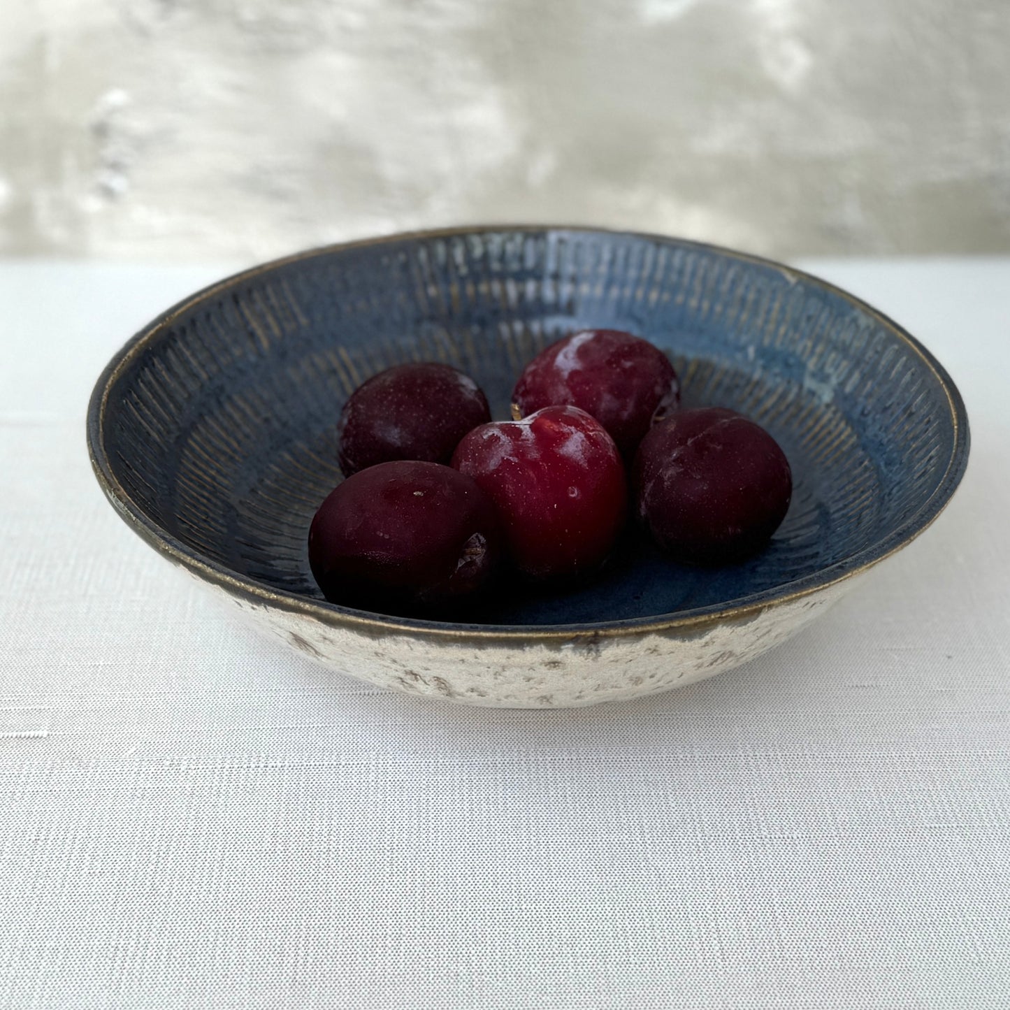 Bowl: Blue Carved