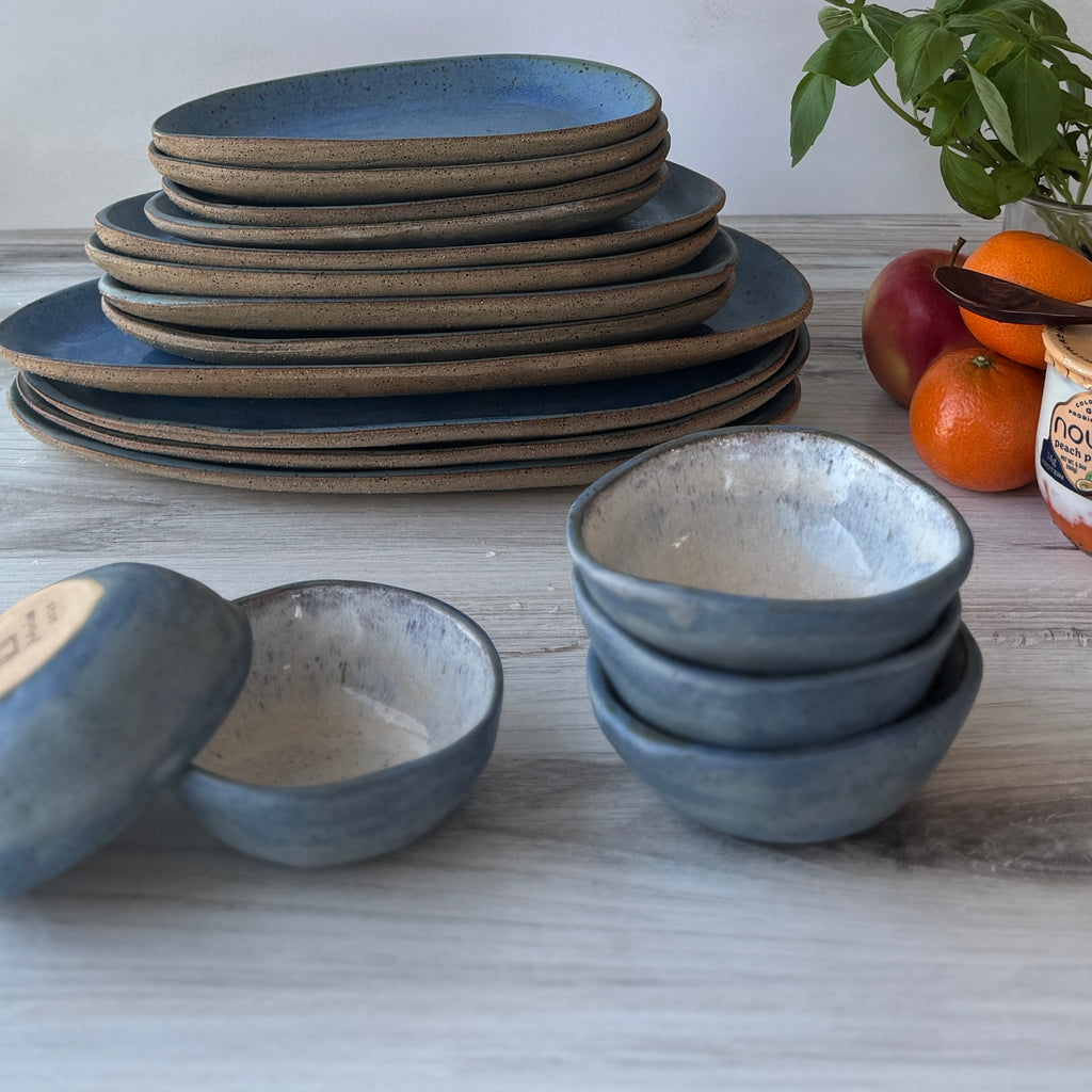 Bowl & Plate: Capri Blue Pebble collection