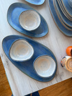 Bowl & Plate: Capri Blue Pebble collection